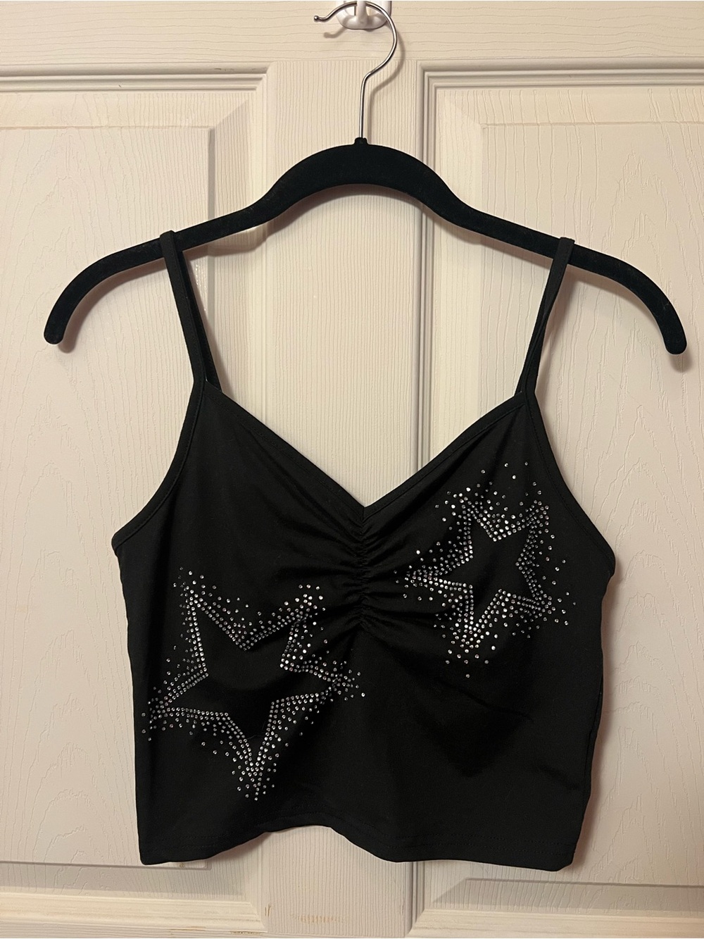 Black Star-Embellished Ruched Cami Top - Women